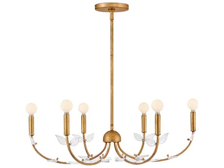 Hinkley Aliso 6-Light Distressed Brass Candelabra Chandelier