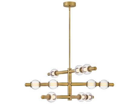 Hinkley Saxon Lacquered Brass Globe Linear Chandelier