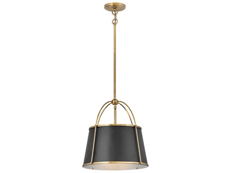 Hinkley Clarke 1-Light Warm Brass Black Drum Pendant