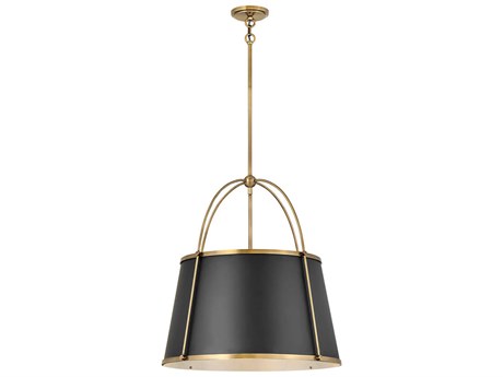 Hinkley Clarke 4-Light Warm Brass Black Drum Pendant