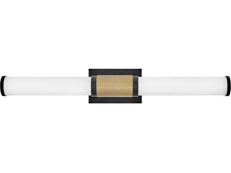 Hinkley Zevi Black Lacquered Brass Glass LED Vanity Light