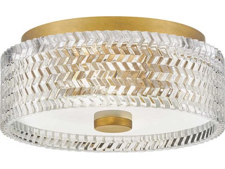Hinkley Elle 2-Light Heritage Brass Glass Flush Mount