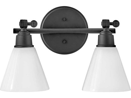 Hinkley Arti 2-Light Black Glass Vanity Light