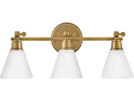 Hinkley Arti 3-Light Heritage Brass Glass Vanity Light
