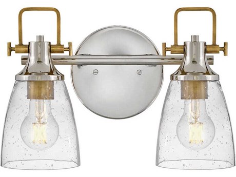 Hinkley Easton 2-Light Polished Nickel Heritage Brass Glass Vanity Light