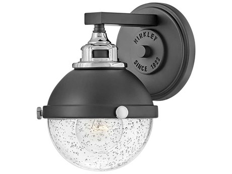 Hinkley Fletcher 1-Light Black Chrome Glass Wall Sconce