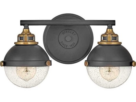 Hinkley Fletcher 2-Light Black Heritage Brass Vanity Light