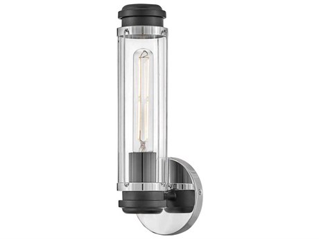 Hinkley Masthead 1-Light Chrome Black Glass Wall Sconce