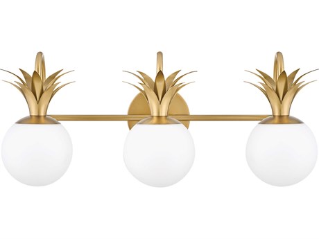 Hinkley Palma 3-Light Heritage Brass Glass Vanity Light