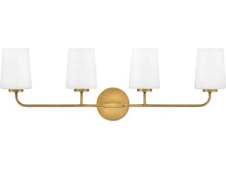 Hinkley Kline 4-Light Heritage Brass Glass Vanity Light