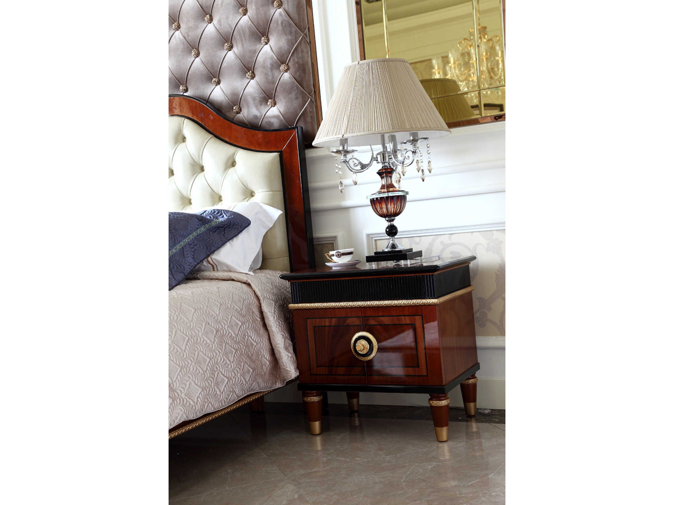 Infinity Furniture Import E-68 1-Drawer Cherry Solid Wood Nightstand