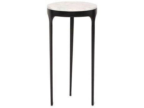 Interlude Home Camilla Round Marble Matte Black Ice Jade End Table