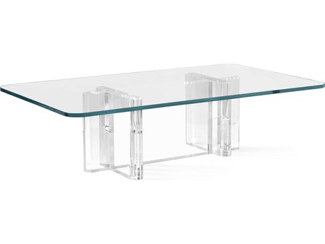 Interlude Home Naomi Rectangular Clear Crystal Glass Coffee Table