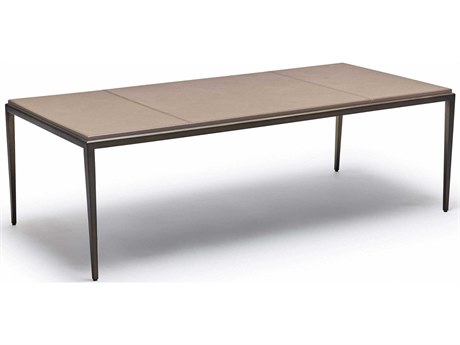 Interlude Home Auburn Rectangular Leather Classic Bronze Beach Stone Coffee Table
