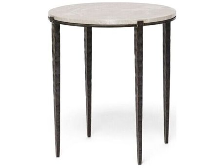 Interlude Home Como Round Marble Gilded Bronze Sahara End Table