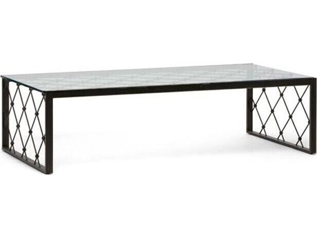 Interlude Home Brixton Rectangular Glass Gilded Bronze Clear Coffee Table