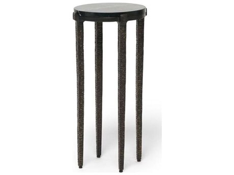 Interlude Home Como Round Marble Gilded Bronze Dusk End Table