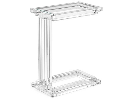 Interlude Home Elle Rectangular Clear Crystal Glass End Table