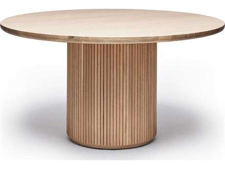 Interlude Home Laurel Round Wood Saddle Dining Table