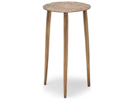 Interlude Home Saxon Round Metal Antique Brass End Table