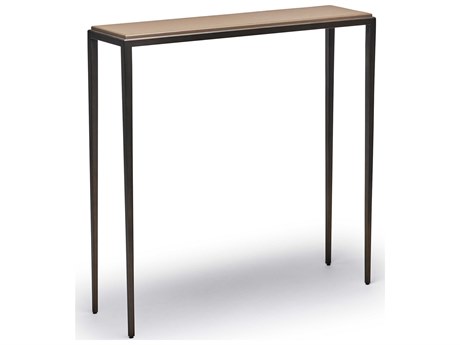 Interlude Home Auburn Rectangular Leather Classic Bronze Beach Stone Console Table