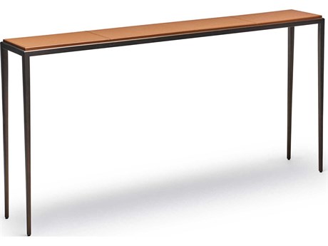 Interlude Home Auburn Rectangular Leather Classic Bronze Caramel Console Table