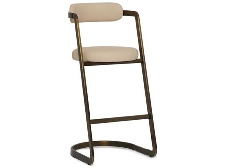 Interlude Home Baldwin Antique Bronze Cream Latte Faux Leather Bar Stool