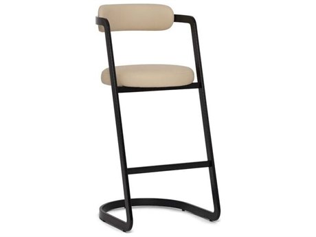 Interlude Home Baldwin Matte Black Cream Latte Faux Leather Bar Stool