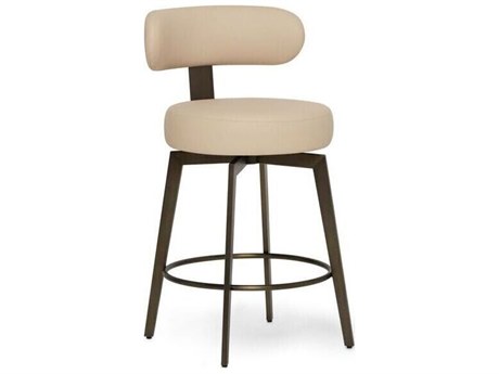 Interlude Home Clermont Antique Bronze Cream Latte Faux Leather Swivel Counter Stool