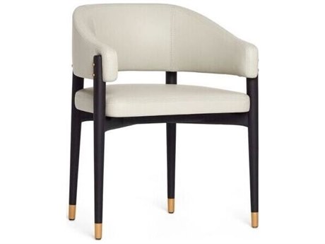 Interlude Home Cheshire Mahogany Wood Black Leather Arm Dining Chair
