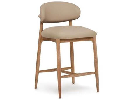 Interlude Home Liam White Wash Cream Latte Faux Leather Ash Wood Counter Stool