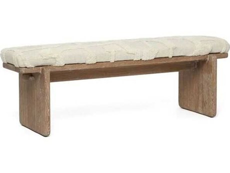 Interlude Home Collier Autumn Brown Terrain Beige Upholstered Accent Bench