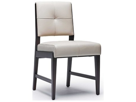 Interlude Home Essex Leather Mahogany Wood Beige Upholstered Side Dining Chair