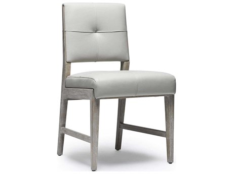 Interlude Home Essex Leather Mahogany Wood Gray Upholstered Side Dining Chair
