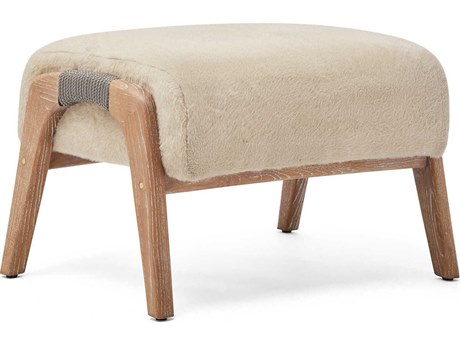 Interlude Home Dexter Autumn Brown Fawn Beige Upholstered Ottoman