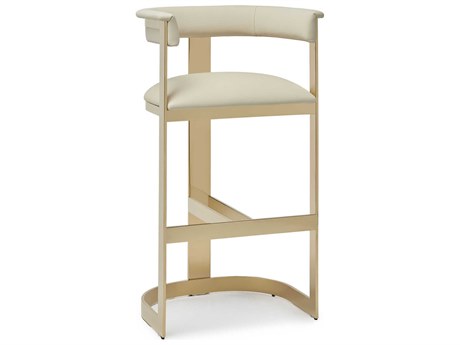 Interlude Home Darcy Polished Brass Buff Cream Leather Bar Stool