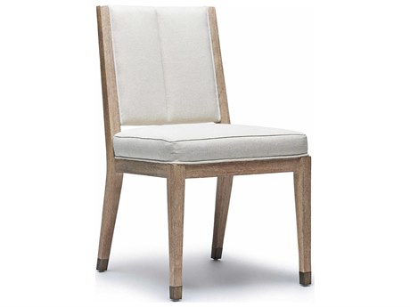 Interlude Home Largo Mahogany Wood White Upholstered Armless Dining Chair
