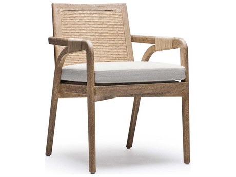 Interlude Home Delray Mahogany Wood Brown Upholstered Arm Dining Chair