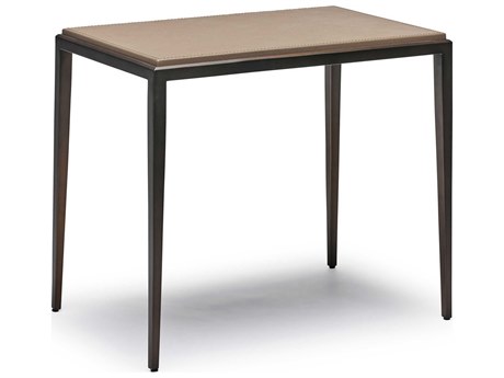 Interlude Home Auburn Rectangular Leather Classic Bronze Beach Stone End Table