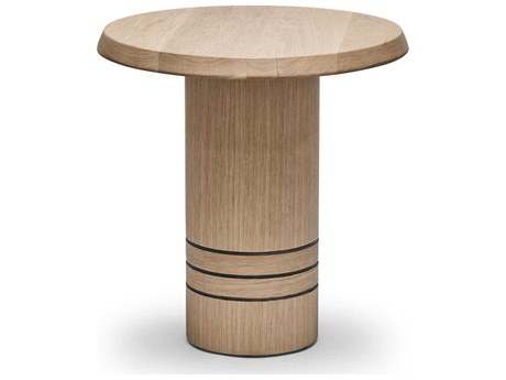 Interlude Home Hunt Round Wood Simply Natural Classic Bronze End Table