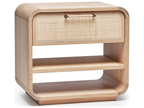 Interlude Home Marsh 1-Drawer Beige Oak Wood Nightstand