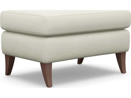 Interlude Home Kelsey Pure Walnut White Upholstered Ottoman