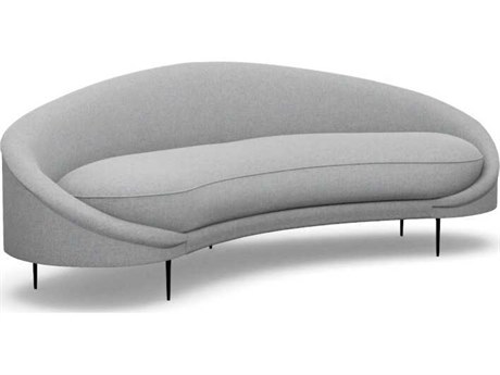 Interlude Home Ava Pure Grey Polished Nickel Upholstered Sofa