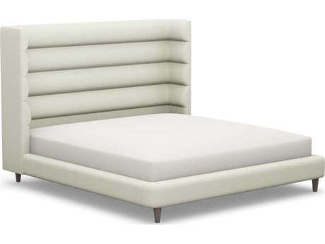 Interlude Home Ornette White Walnut Wood Upholstered King Platform Bed