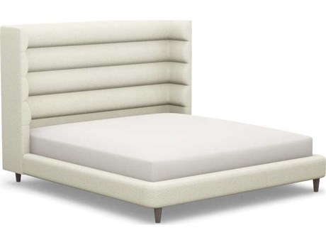 Interlude Home Ornette Beige Walnut Wood Upholstered King Platform Bed