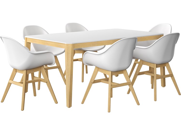 International Home Miami Amazonia Jeddah 170 inch White 7 Person Outdoor Rectangular dining Set