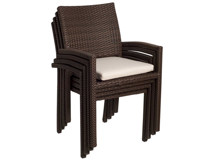 International Home Miami Atlantic Wicker Liberty Outdoor Dining Arm Chair Set of 4