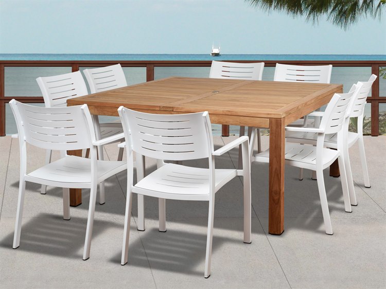 International Home Miami Amazonia Noordam 9 Piece Teak Square Outdoor Dining Set