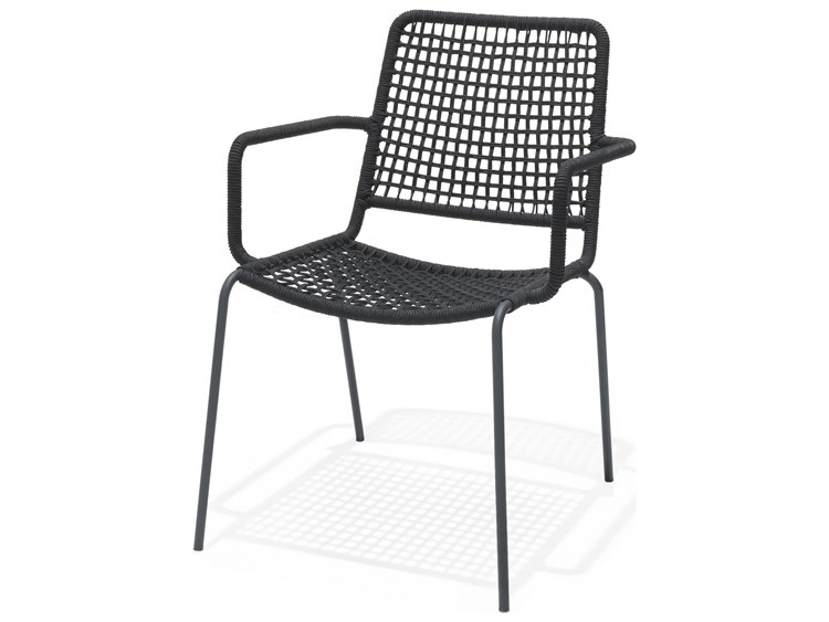 International Home Miami Amazonia Oberon Aluminum & Rope Chair with Grey Cushion Set of 4