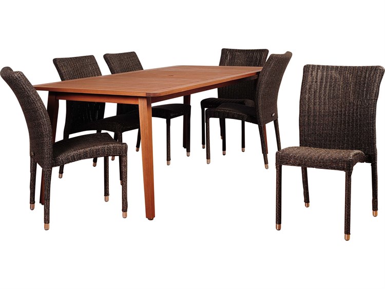 International Home Miami Amazonia Abaco 7 Piece Eucalyptus Rectangular Outdoor Patio Dining Set